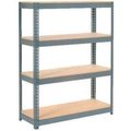 Global Equipment Extra Heavy Duty Shelving 48"W x 12"D x 60"H With 4 Shelves, Wood Deck, Gry 601881